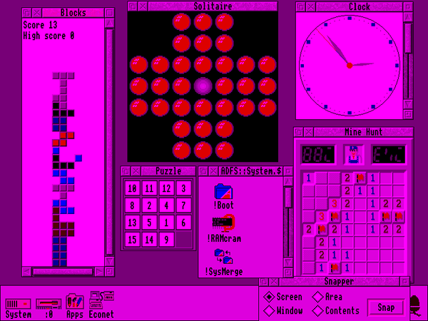 A screenshot of the RISC OS 3.11 desktop with no green component