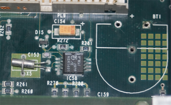 The A5000 RTC and battery charge circuit after cleaning and removal of the battery