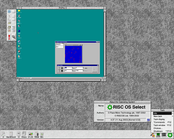 RISC OS 4 running PCPro 3.06 with Microsoft Windows 95 in a RISC OS window