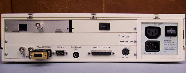 The rear of the A410/1 showing the standard ports, EtherLAN 500 connections and VIDC Enhancer manual override.