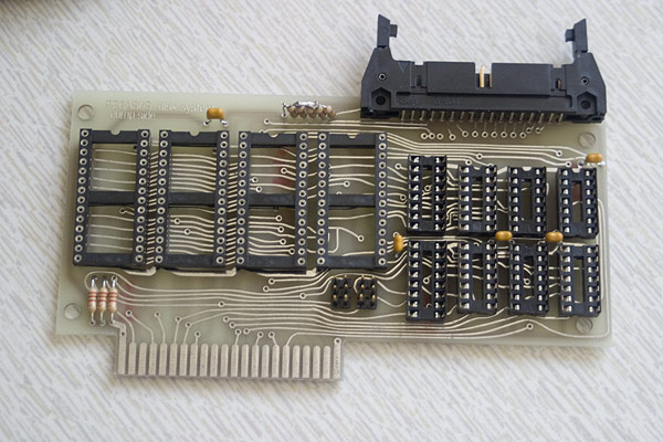 The board fully populated with passive components and sockets and soldered up