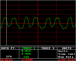 VELAnalysis 1.3 showing a sample of a single note being played