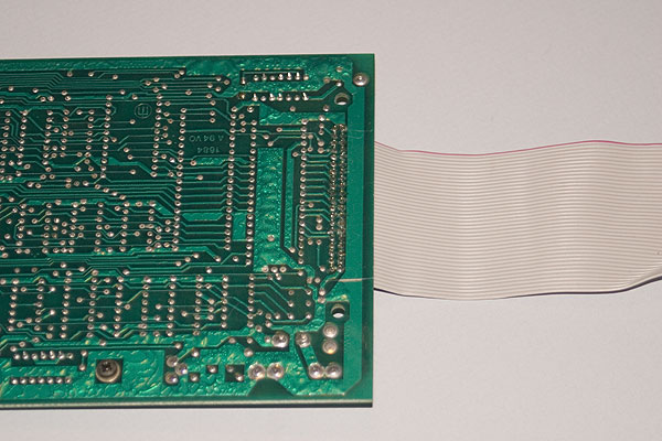 This shot shows the 6502 second processor with a new IDC transition connector soldered in place