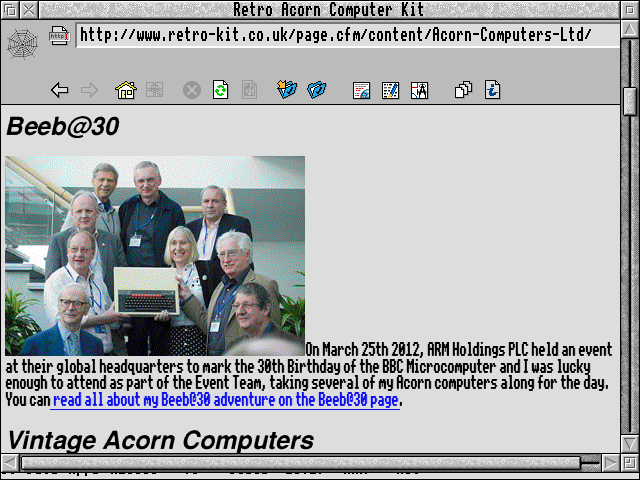 Retro-Kit website as viewed through ArcWeb